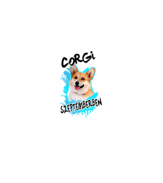 Corgi Szeptember minta fekete pólón