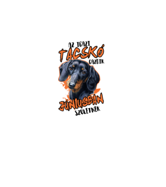 Tacskó Júliusban minta fehér pólón