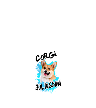 Corgi Július minta fekete pólón