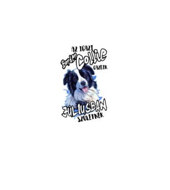 Border Collie Július minta fehér pólón