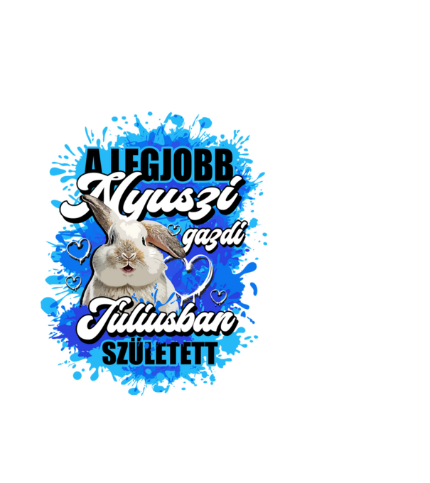 A legjobb Nyuszi gazdi júliusban született - fehér nyuszi minta fehér pólón