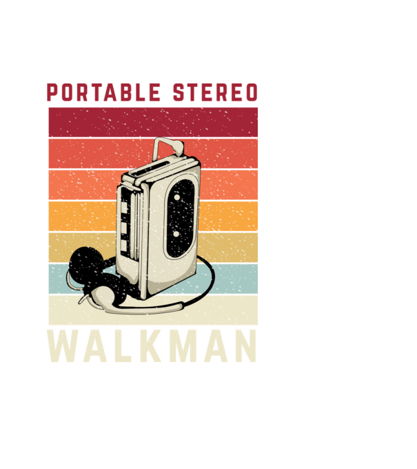 Walkman minta fekete pólón