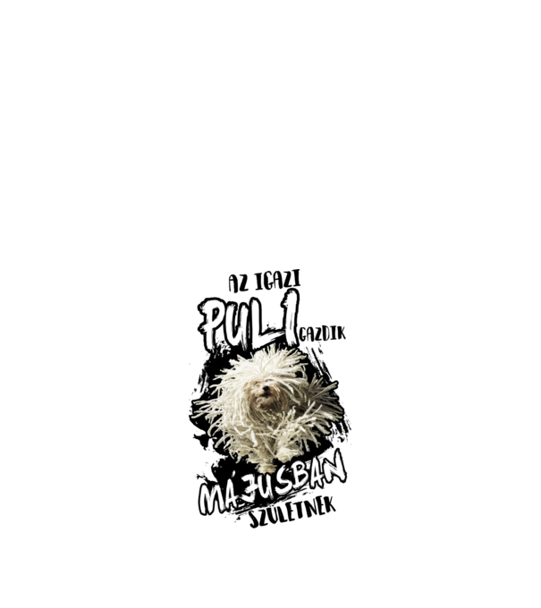 Puli Május minta fehér pólón