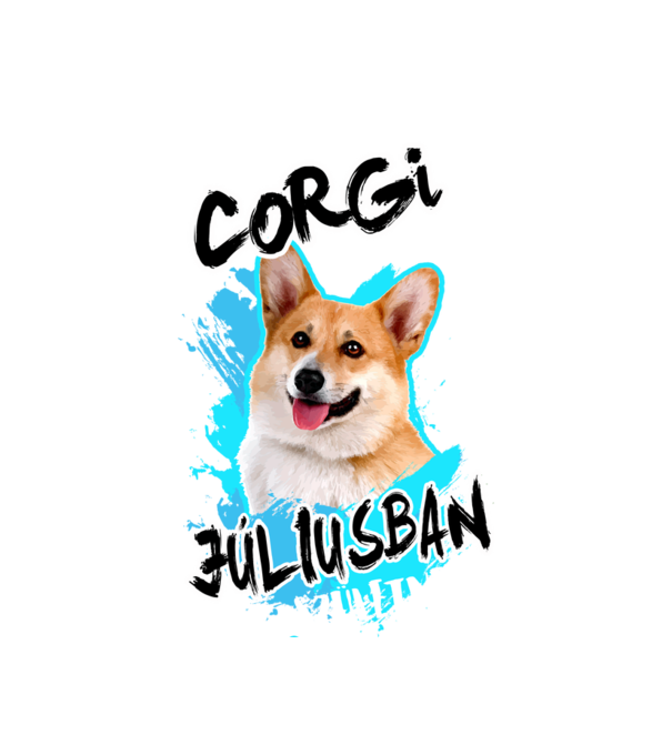 Corgi Július minta fehér pólón