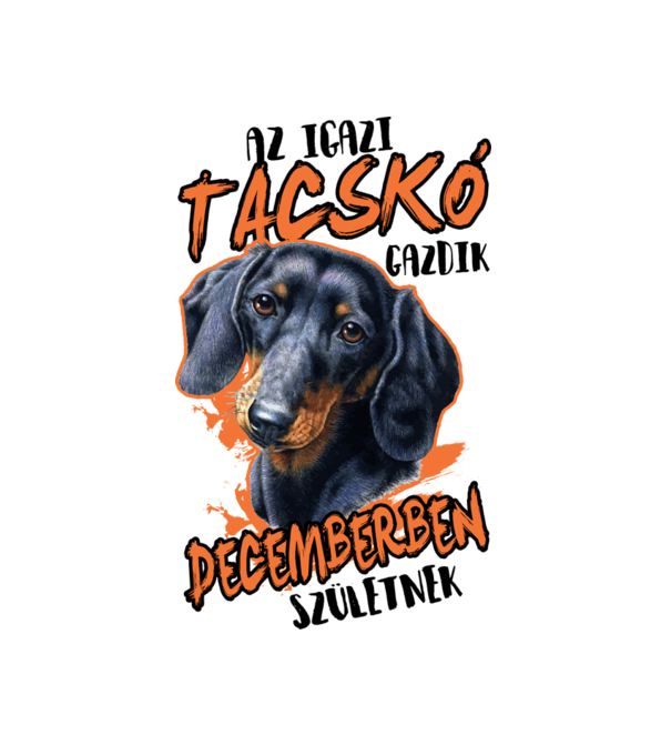 Tacskó Decemberben minta fehér pólón