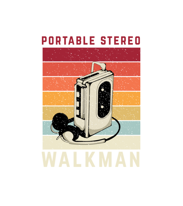 Walkman minta fehér pólón