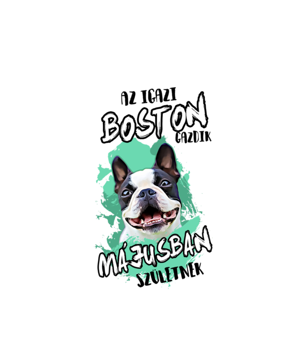 Boston terrier Május minta fehér pólón