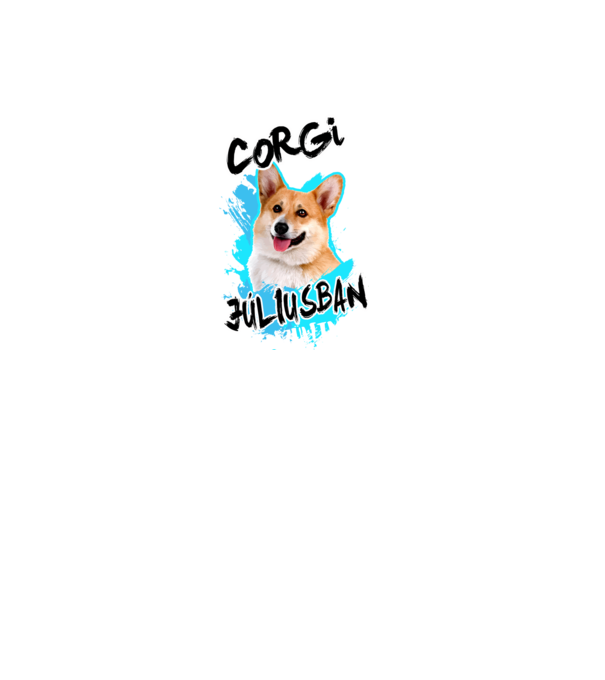 Corgi Július minta fekete pólón