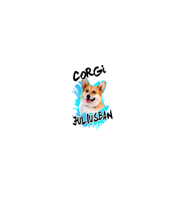 Corgi Július minta fekete pólón