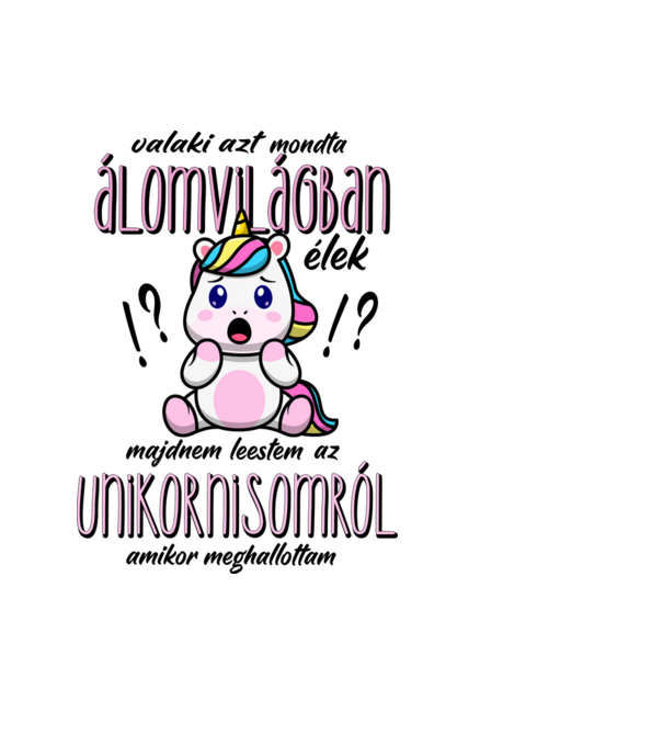 Unikornis álomvilág minta fekete pólón