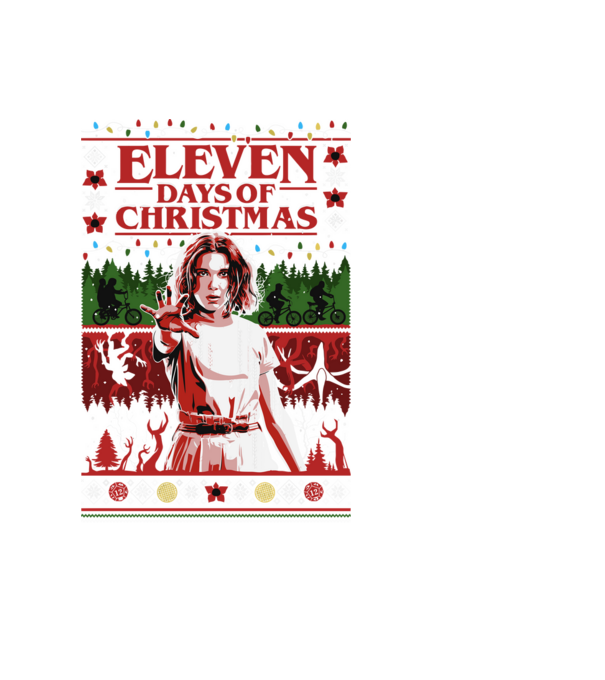 Stranger Things - Eleven days of Christmas minta fekete pólón