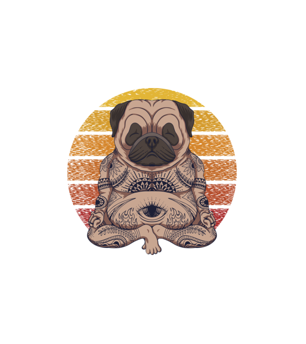 Pug Yoga minta fehér pólón