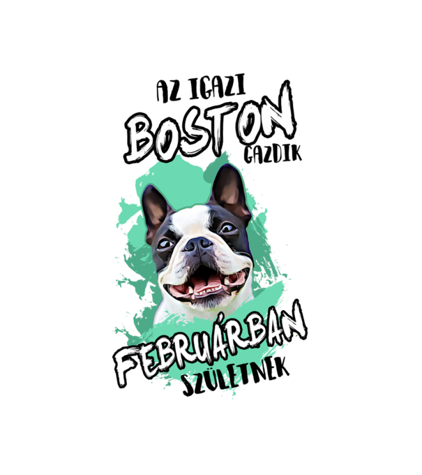 Boston terrier February minta fehér pólón