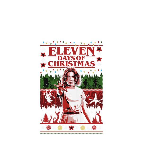 Stranger Things - Eleven days of Christmas minta fehér pólón