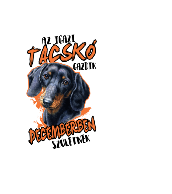 Tacskó Decemberben minta fehér pólón