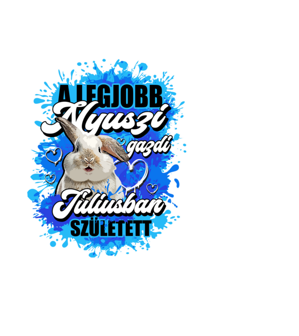 A legjobb Nyuszi gazdi júliusban született - fehér nyuszi minta fekete pólón