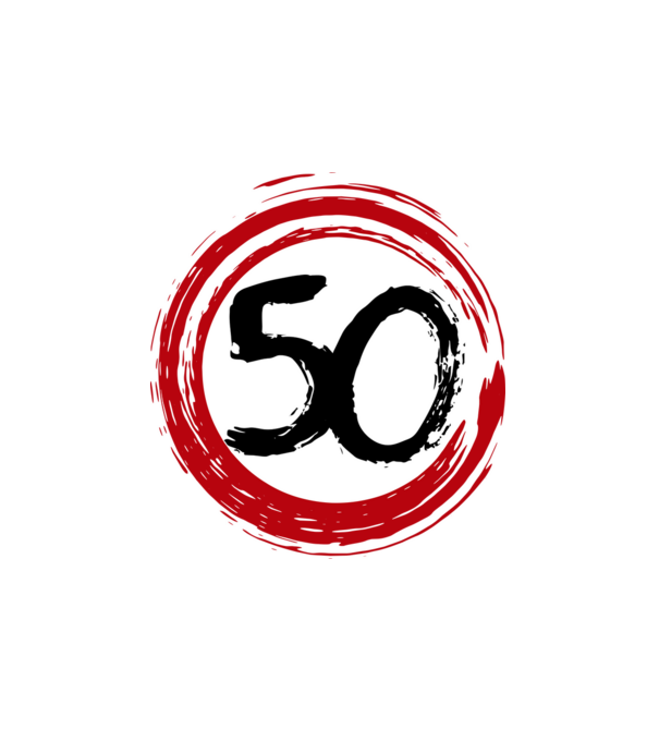 Szülinapi 50-es tábla minta fehér pólón
