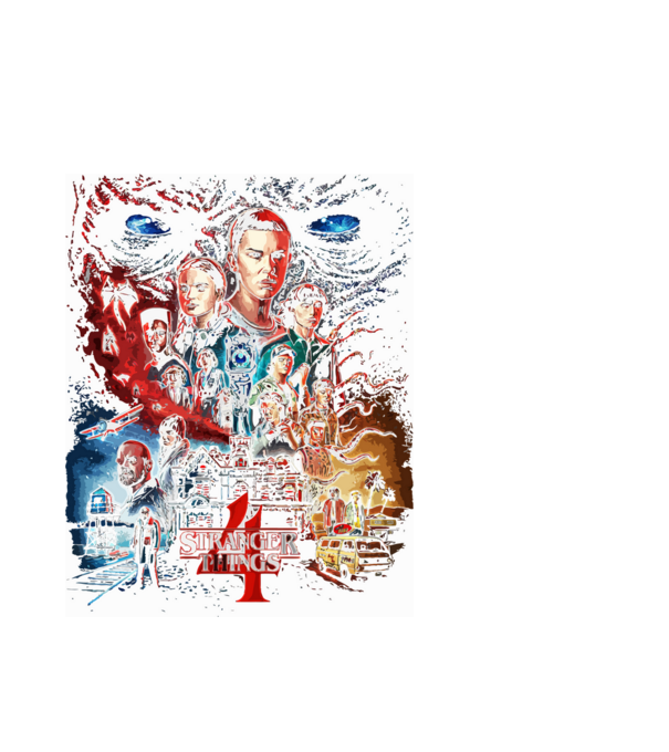 Stranger Things - 4 évad poster minta fehér pólón