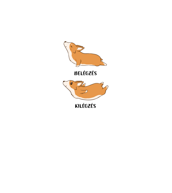 Corgi yoga - fekete betűvel minta fehér pólón