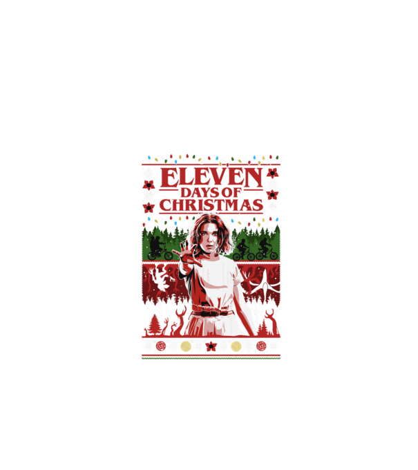 Stranger Things - Eleven days of Christmas minta fekete pólón