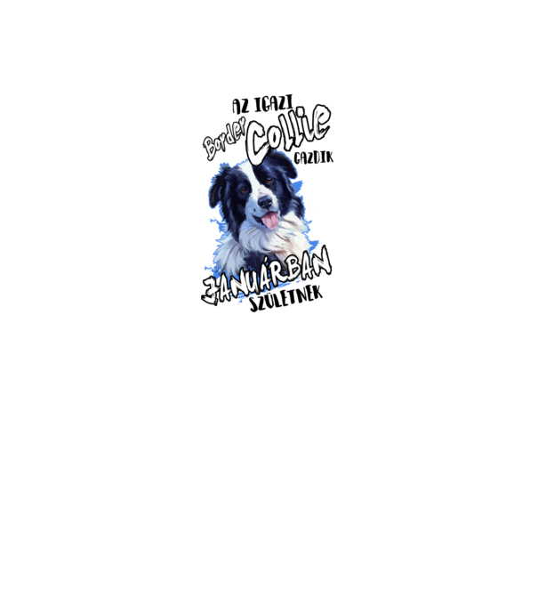 Border Collie Január minta fehér pólón