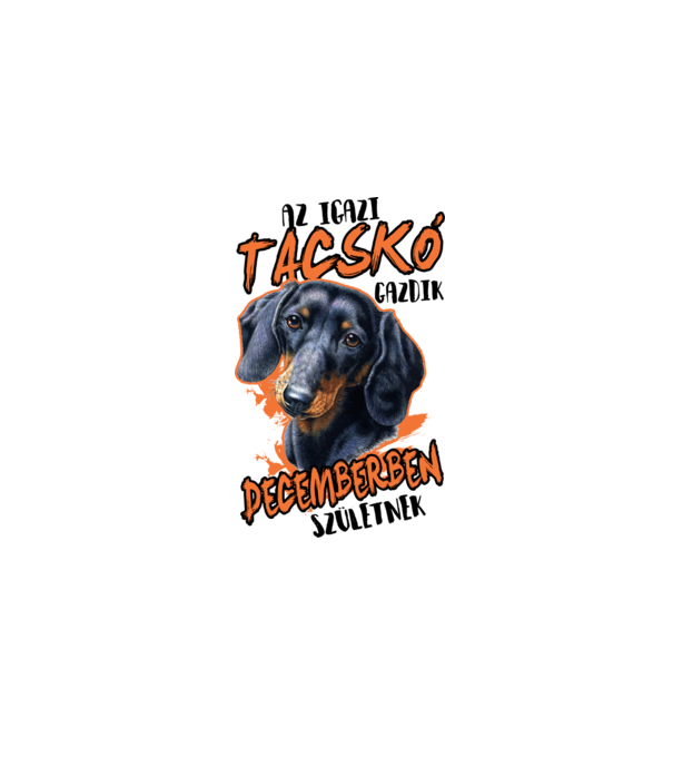 Tacskó Decemberben minta fehér pólón