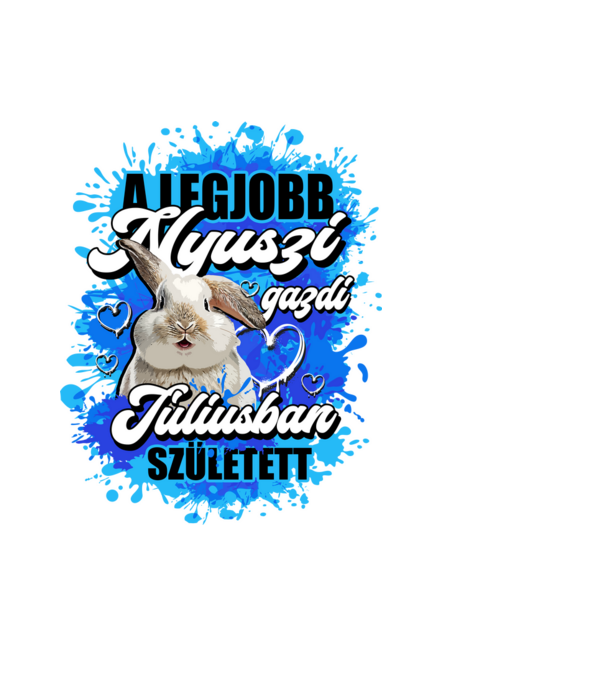 A legjobb Nyuszi gazdi júliusban született - fehér nyuszi minta fekete pólón