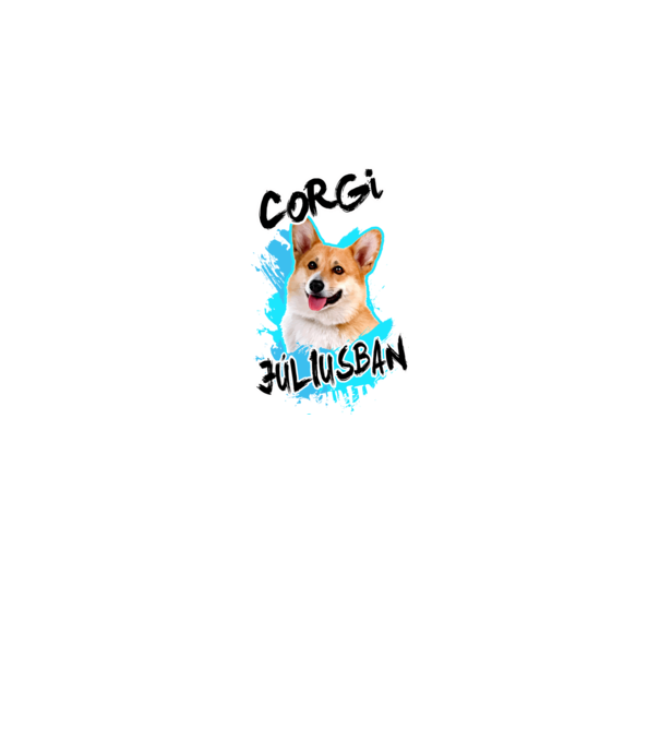 Corgi Július minta fekete pólón
