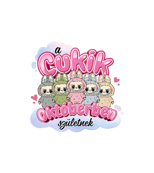 Labubu - A Cukik Októberben születnek  minta homokszín pólón