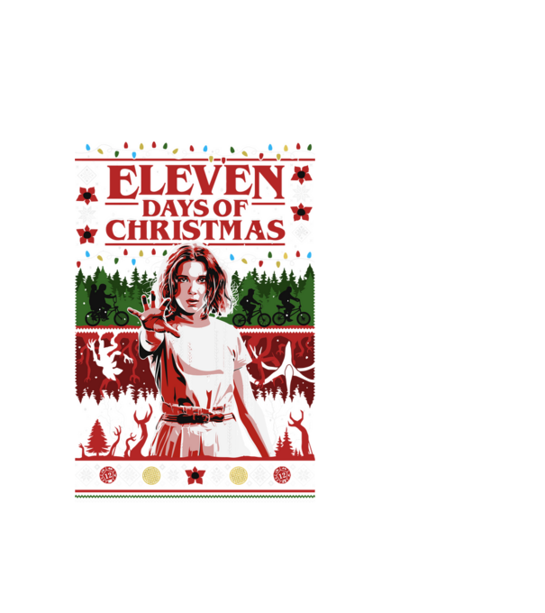 Stranger Things - Eleven days of Christmas minta fehér pólón