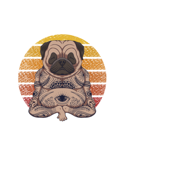 Pug Yoga minta fekete pólón
