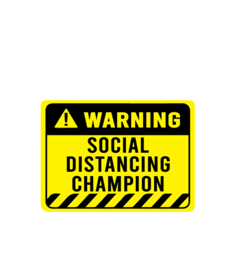 Social Distancing Champion Warning minta fekete pólón