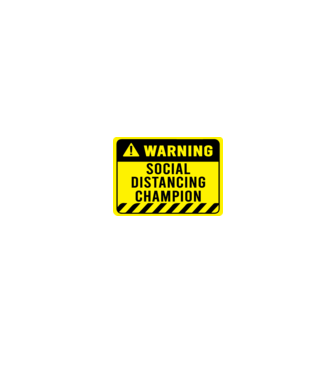 Social Distancing Champion Warning minta fekete pólón