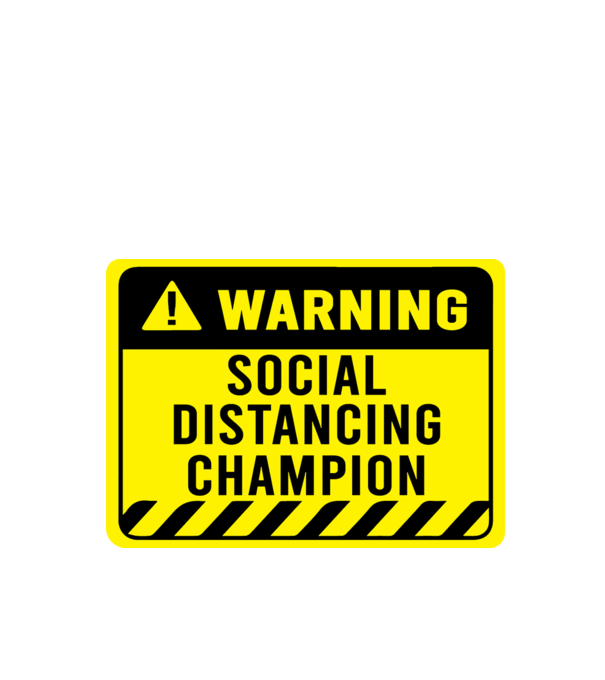 Social Distancing Champion Warning minta fekete pólón