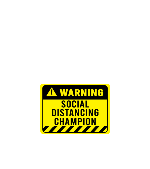 Social Distancing Champion Warning minta fekete pólón