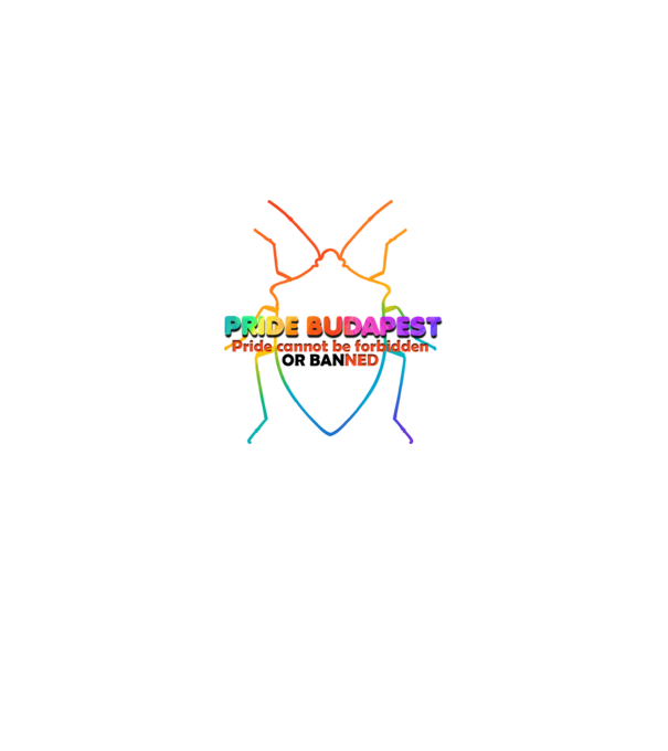 Pride Budapest 2025 - poloskák minta fehér/piros pólón