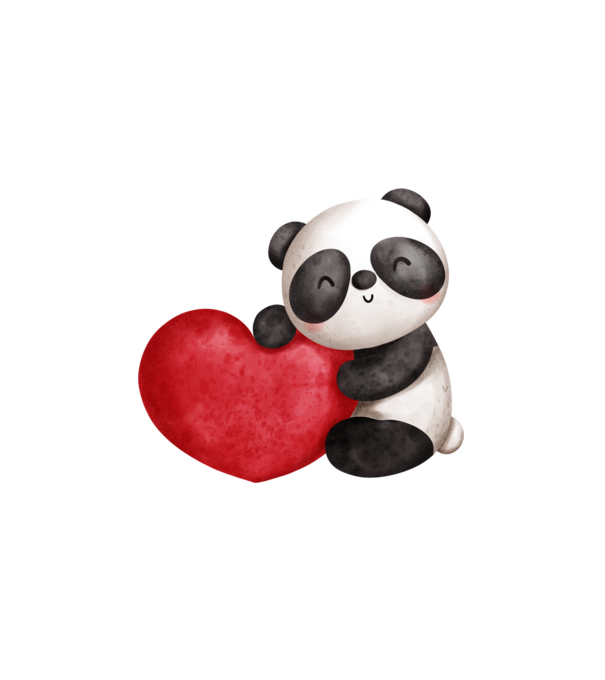 Panda szívecskés Valentin napi minta fehér pólón