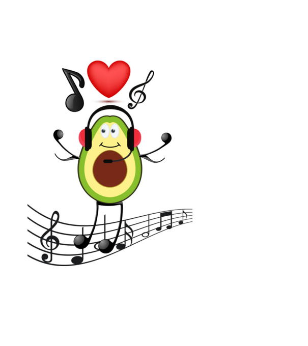 Avocado music minta fekete pólón