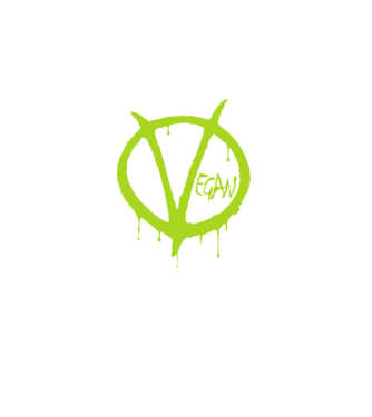 V, mint Vegan minta fekete pólón