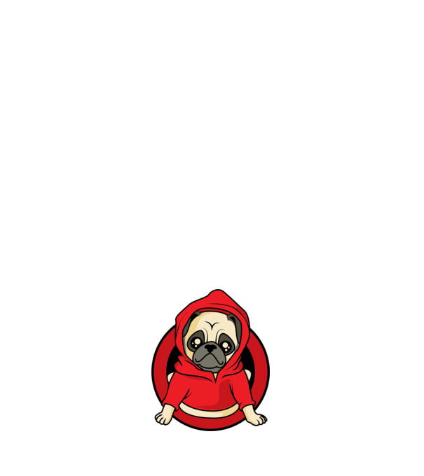 Mopsz minta fehér pólón