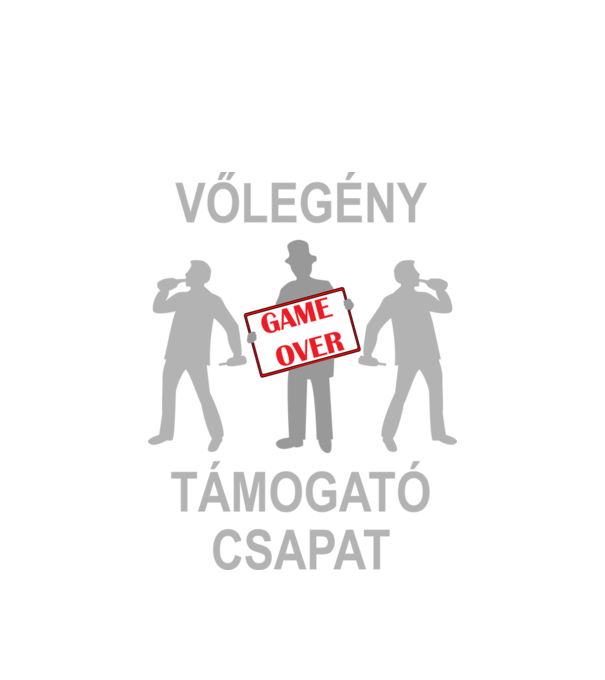Legénybúcsú csapat: Game Over (inverz) minta fehér pólón
