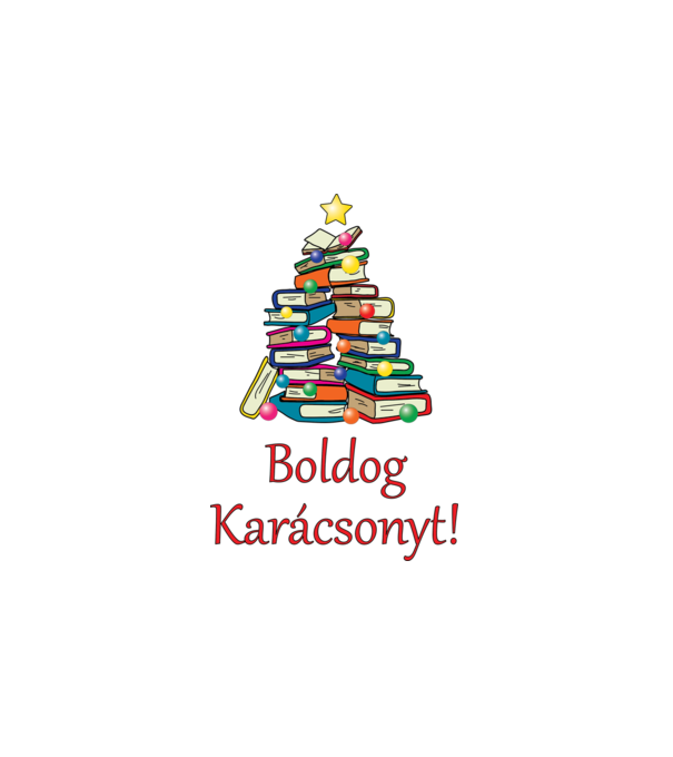 Könyv karácsonyfa minta fehér pólón