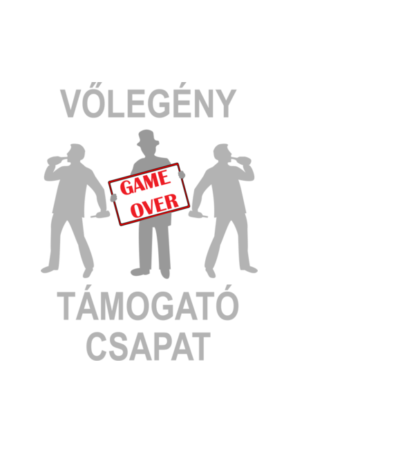 Legénybúcsú csapat: Game Over (inverz) minta fekete pólón