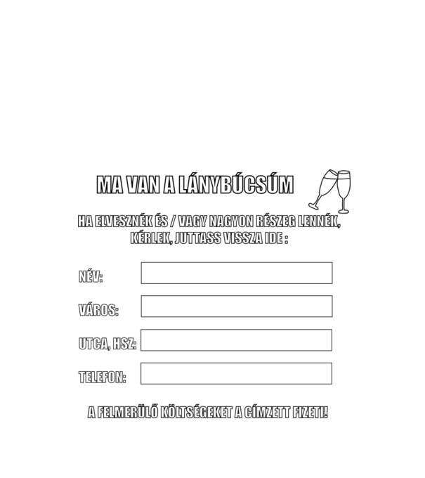 Elvesztem - lánybúcsús minta fehér pólón