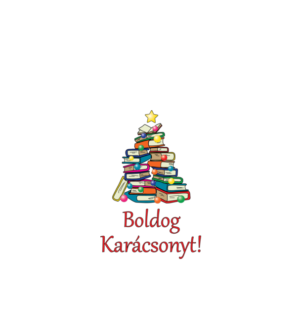 Könyv karácsonyfa minta fehér pólón