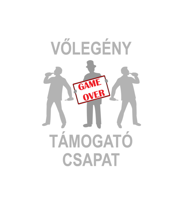 Legénybúcsú csapat: Game Over (inverz) minta fehér pólón