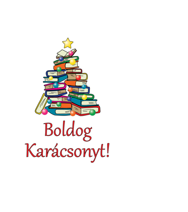 Könyv karácsonyfa minta fehér pólón