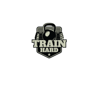 Train Hard Gym minta szürke pólón