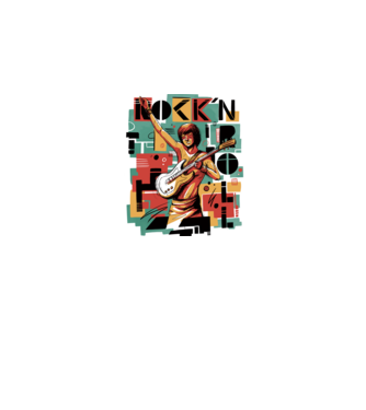 Rock n Roll színes minta fehér pólón