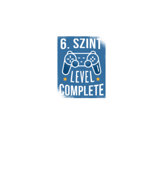 6. szint level completed minta fekete pólón